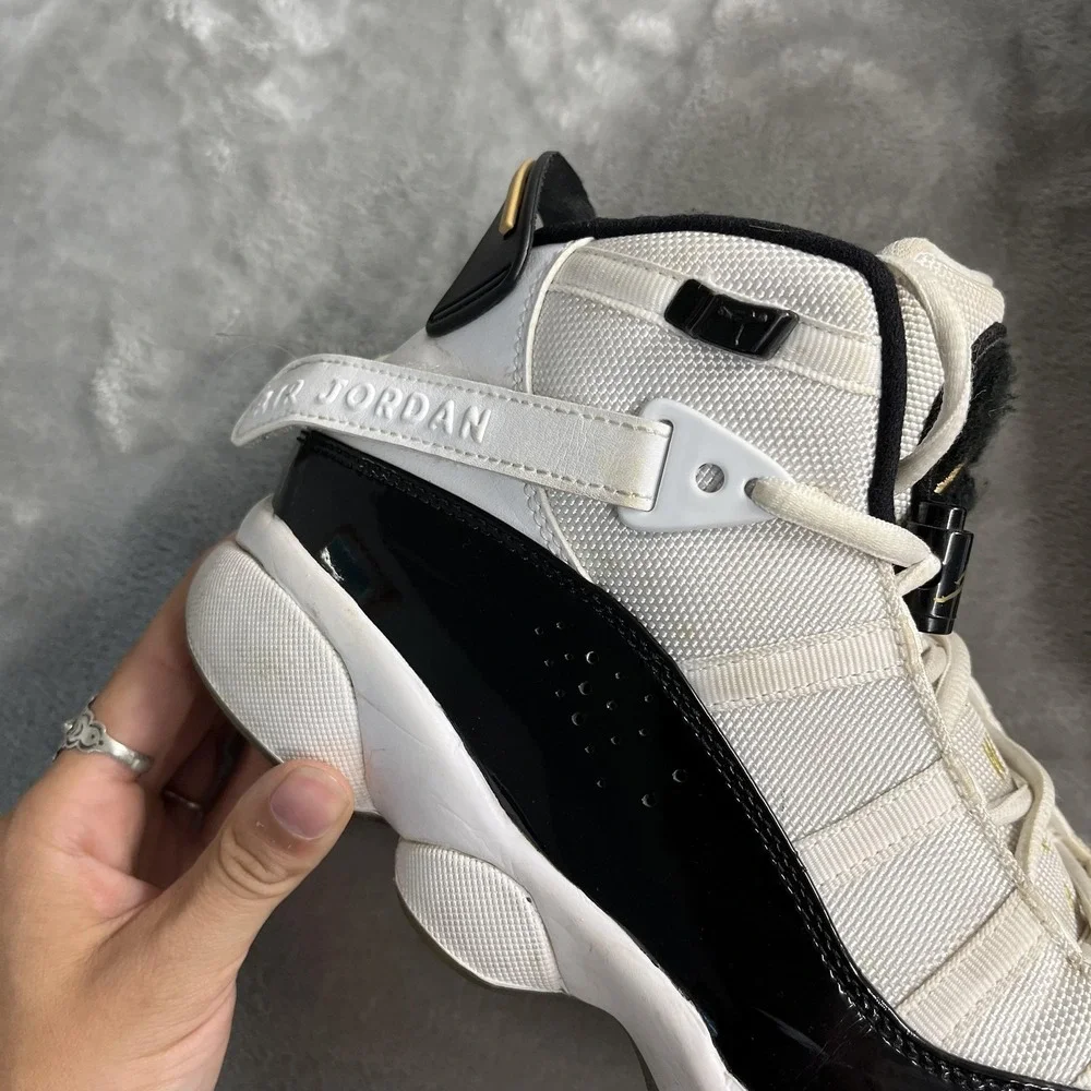 Jordan 6 Rings Shoes Mens Size 8 White Gold Black Basketball Sneakers CW6993-100